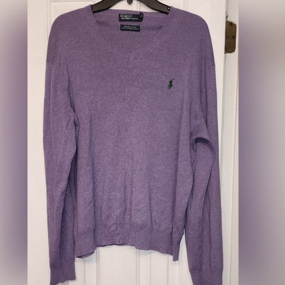 Polo Ralph Lauren Mens Knit V Neck Long Sleeve Sweater XL Purple - Picture 2 of 5